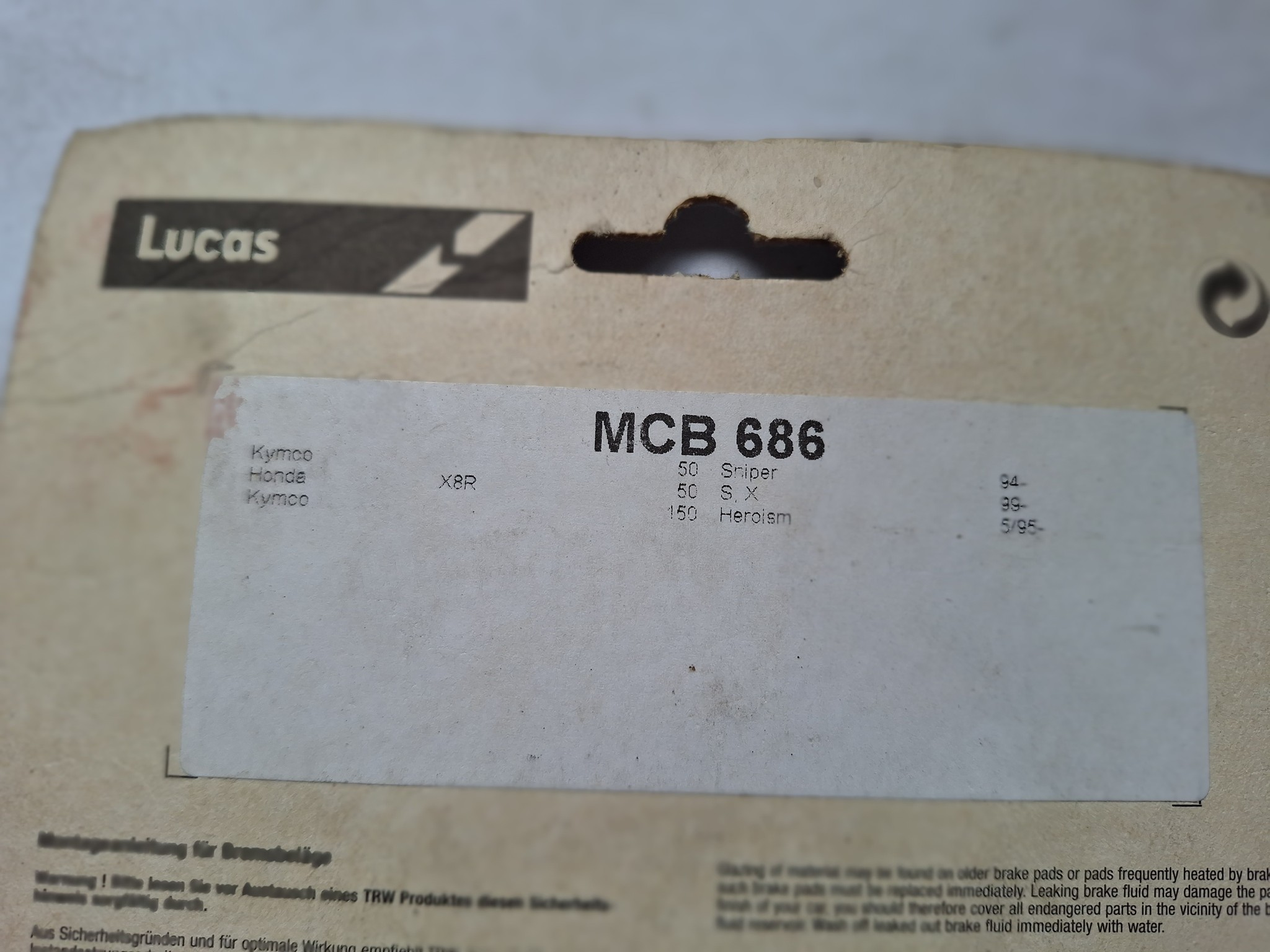 Bild von Lucas TRW  BREMSBELÄGE HI MCB 686 